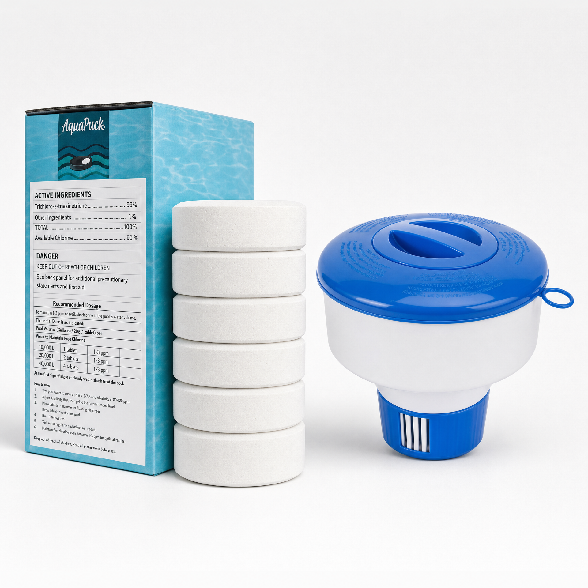 AquaPuck Chlorine Dispenser and Tablets Combo 2x1 deal complete package
